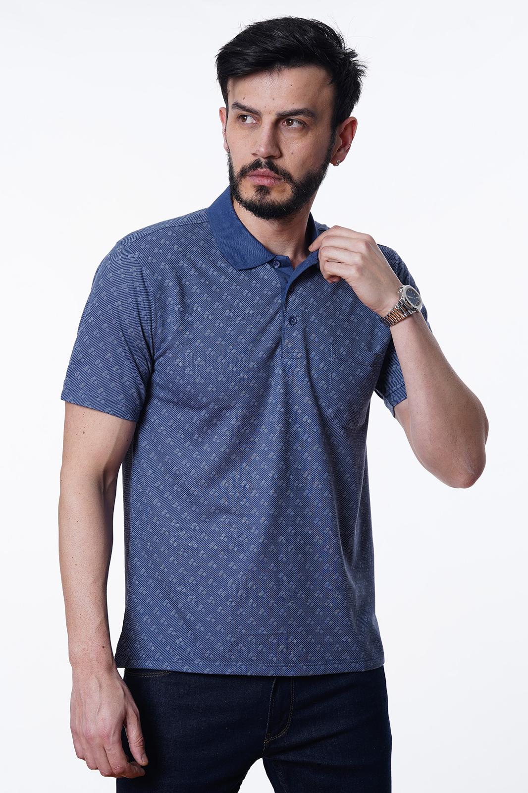 Guild 8003 Regular Fit Cepli İndigo T-Shirt