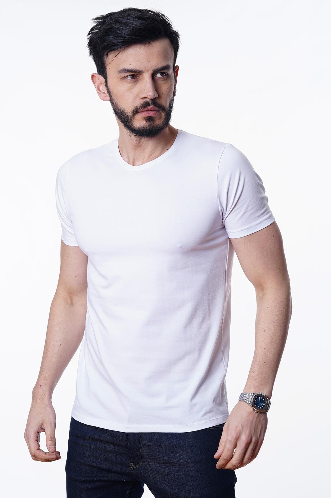 Guild 8009 Slim Fit Rundhals-T-Shirt in Weiß