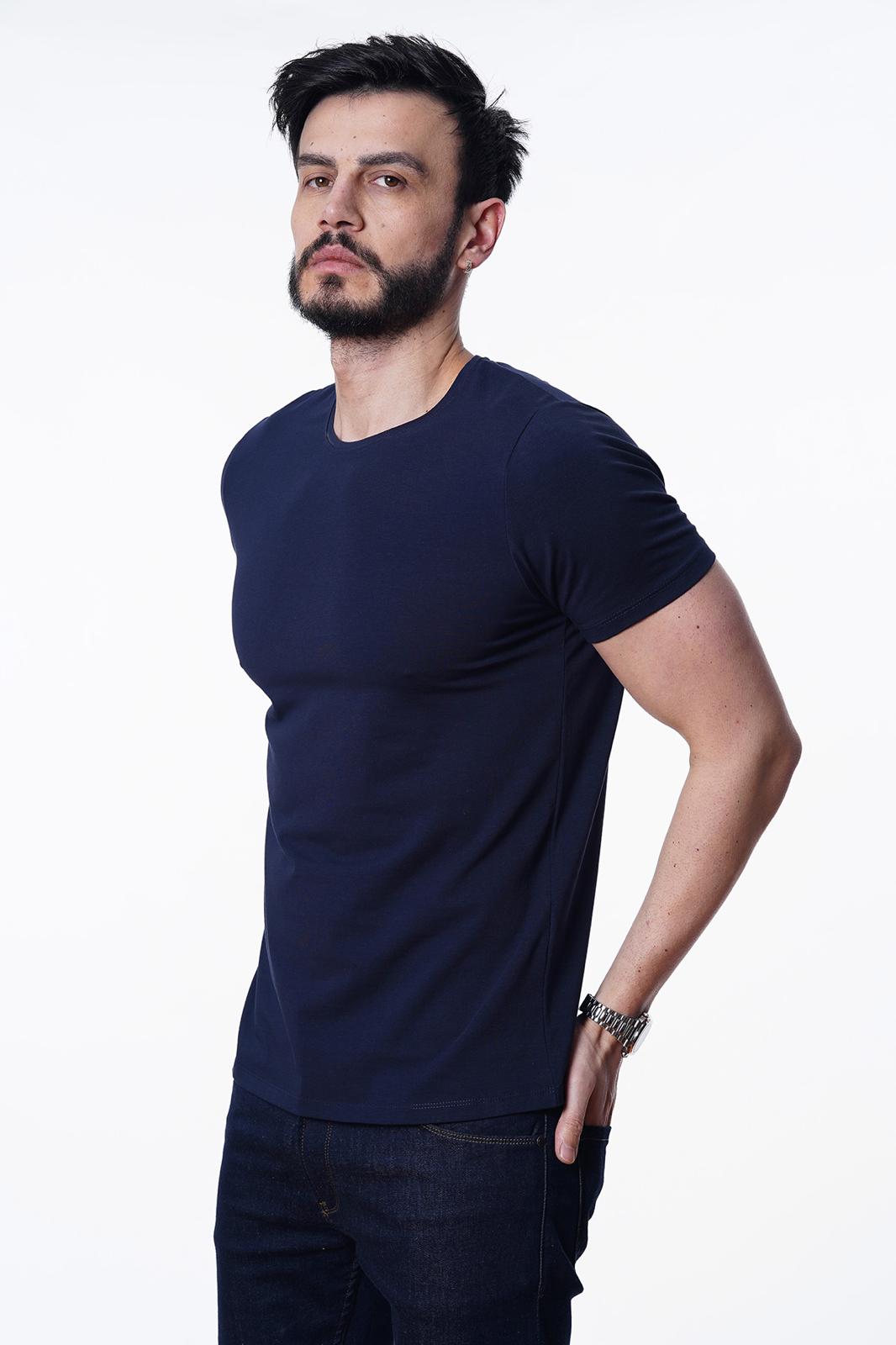 Guild 8009 Slim Fit Bisiklet Yaka Lacivert T-Shirt