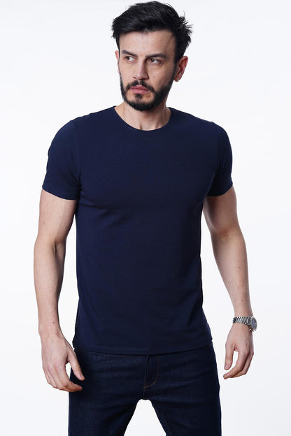 Guild 8009 Slim Fit Bisiklet Yaka Lacivert T-Shirt