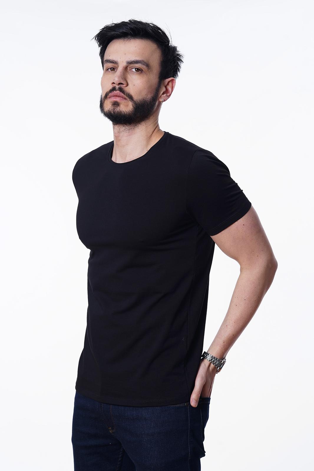 Guild 8009 Slim Fit schwarzes T-Shirt mit Rundhalsausschnitt