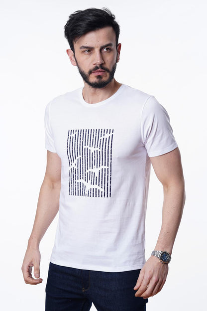 Guild 8012 Slim Fit Bisiklet Yaka Beyaz T-Shirt