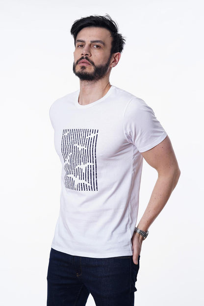 Guild 8012 Slim Fit Bisiklet Yaka Beyaz T-Shirt