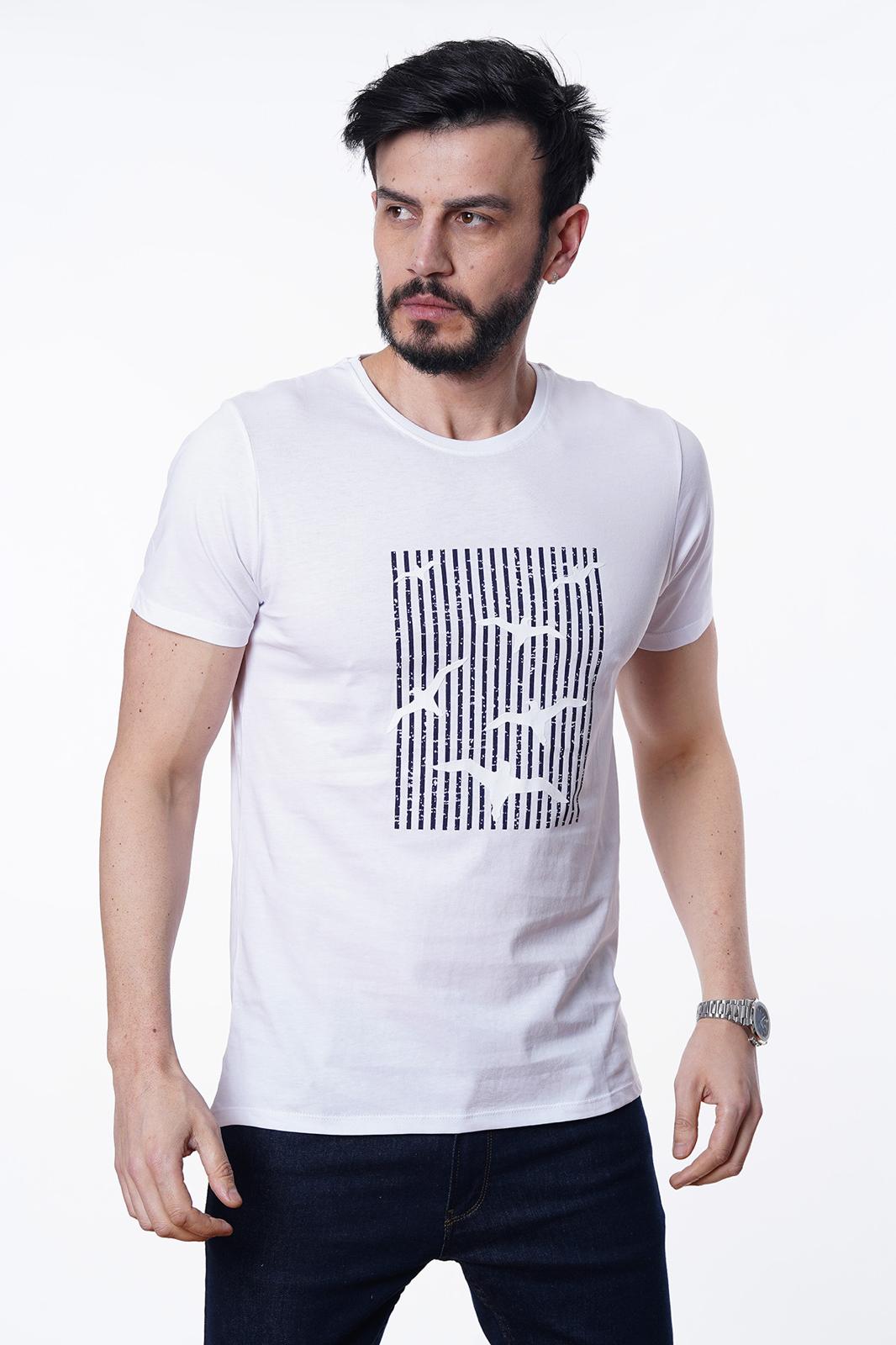 Guild 8012 Slim Fit Bisiklet Yaka Beyaz T-Shirt