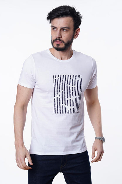 Guild 8012 Slim Fit Bisiklet Yaka Beyaz T-Shirt