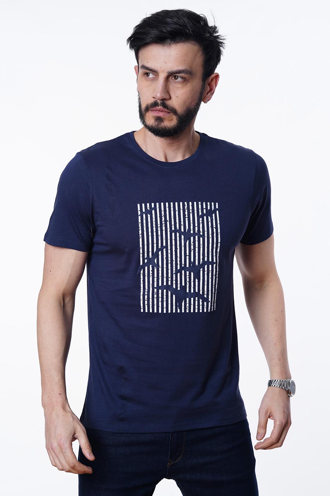 Guild 8012 Slim Fit Rundhals-T-Shirt in Marineblau