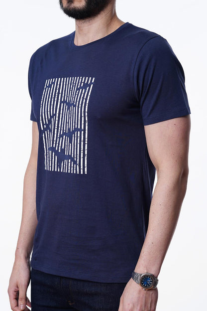 Guild 8012 Slim Fit Rundhals-T-Shirt in Marineblau