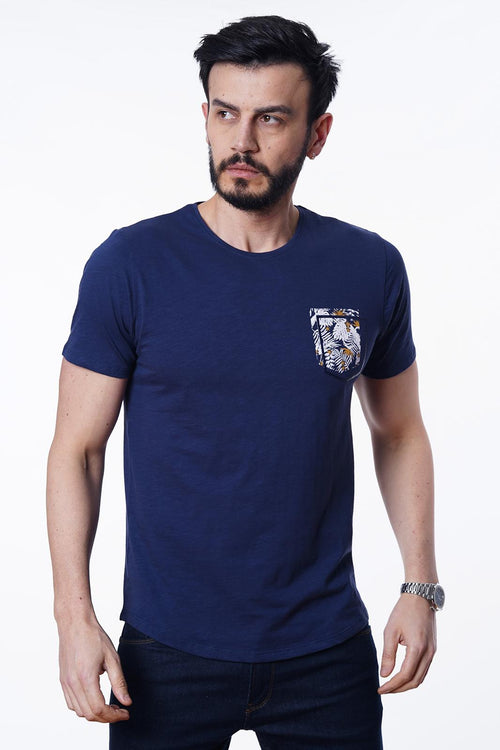 Guild Abaco Marineblaues T-Shirt mit Taschenmuster