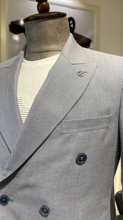 Guild Bern Slim Fit Grey Double Breasted Jacket