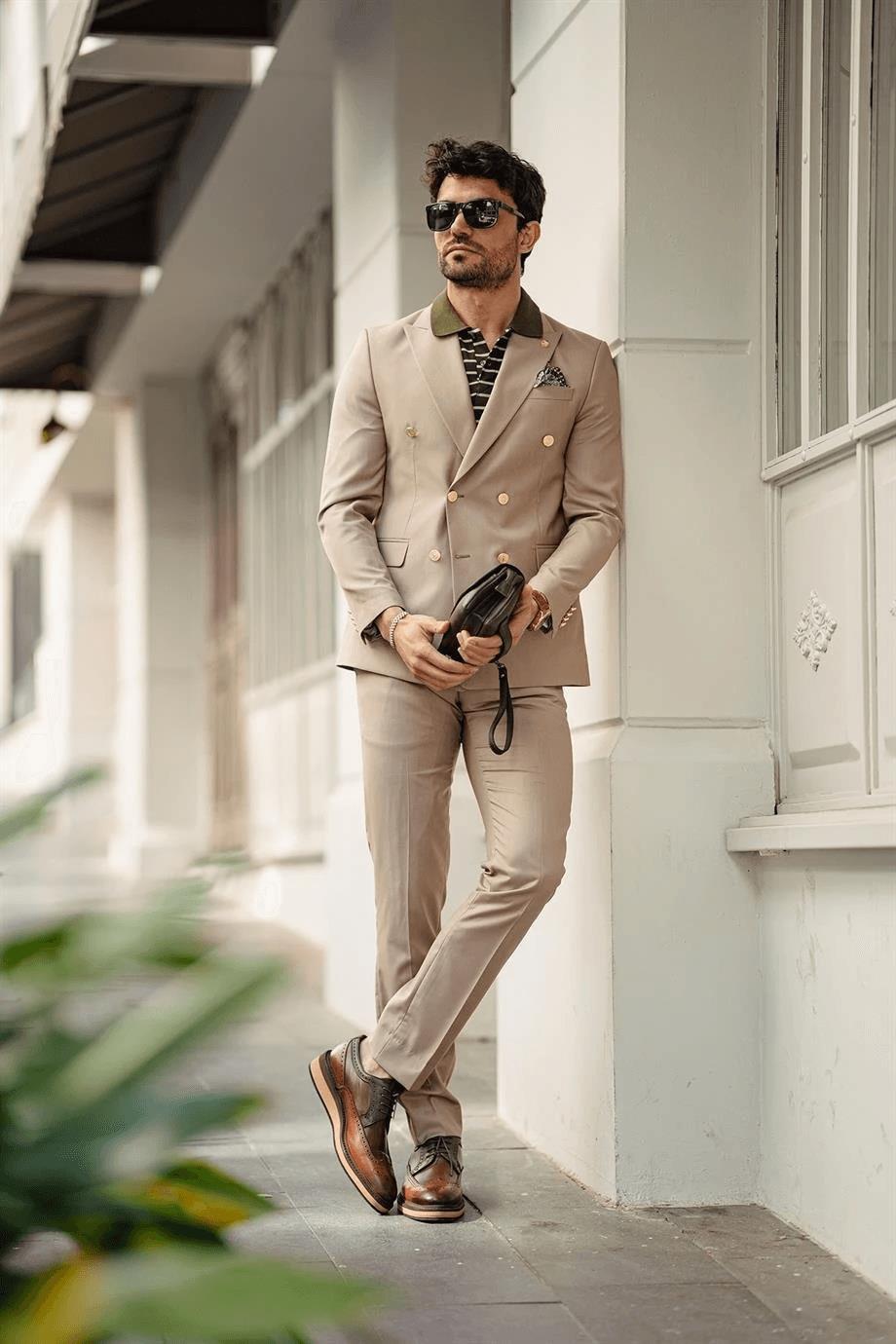 Guild Jesus Beige Double Breasted Suit