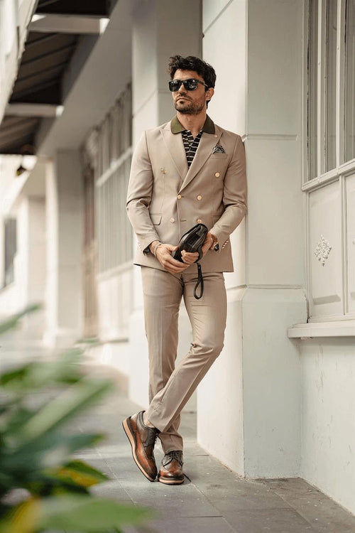 Guild Jesus Beige Double Breasted Suit