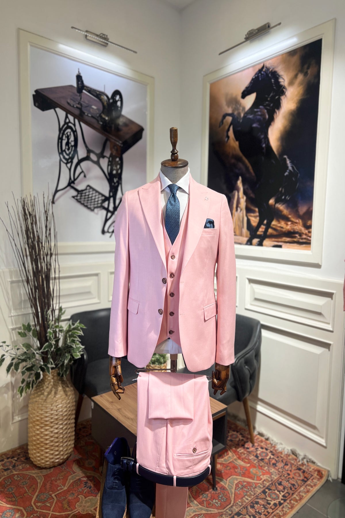 Guild Milos Slim Fit Pembe Takım Elbise