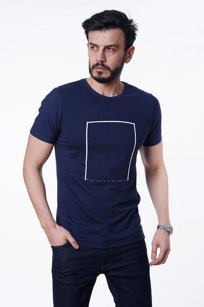 Guild Nairobi Marineblau gemustertes T-Shirt