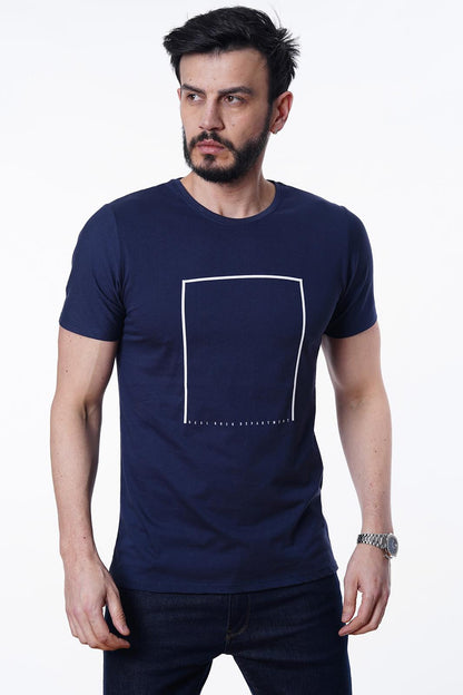 Guild Nairobi Marineblau gemustertes T-Shirt