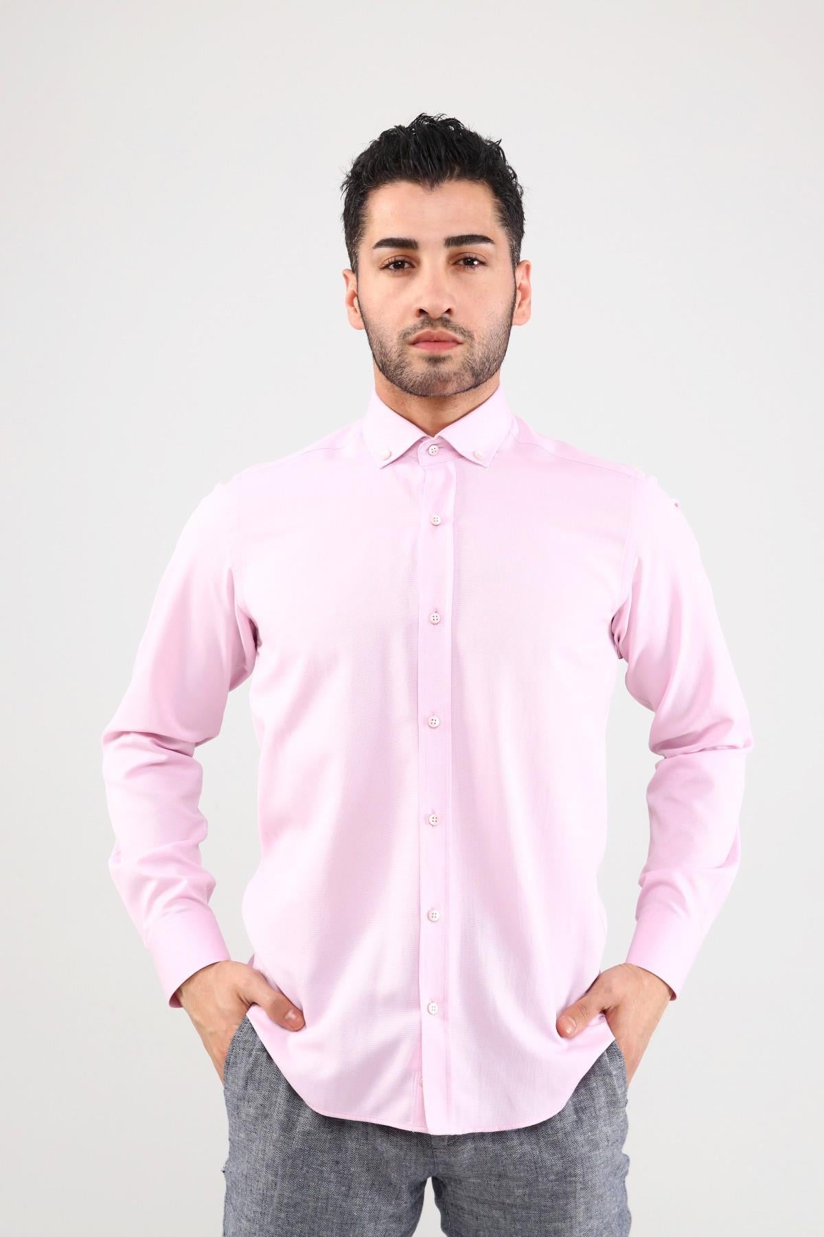 Guild Oxford 7001 Slim Fit Pembe Gömlek