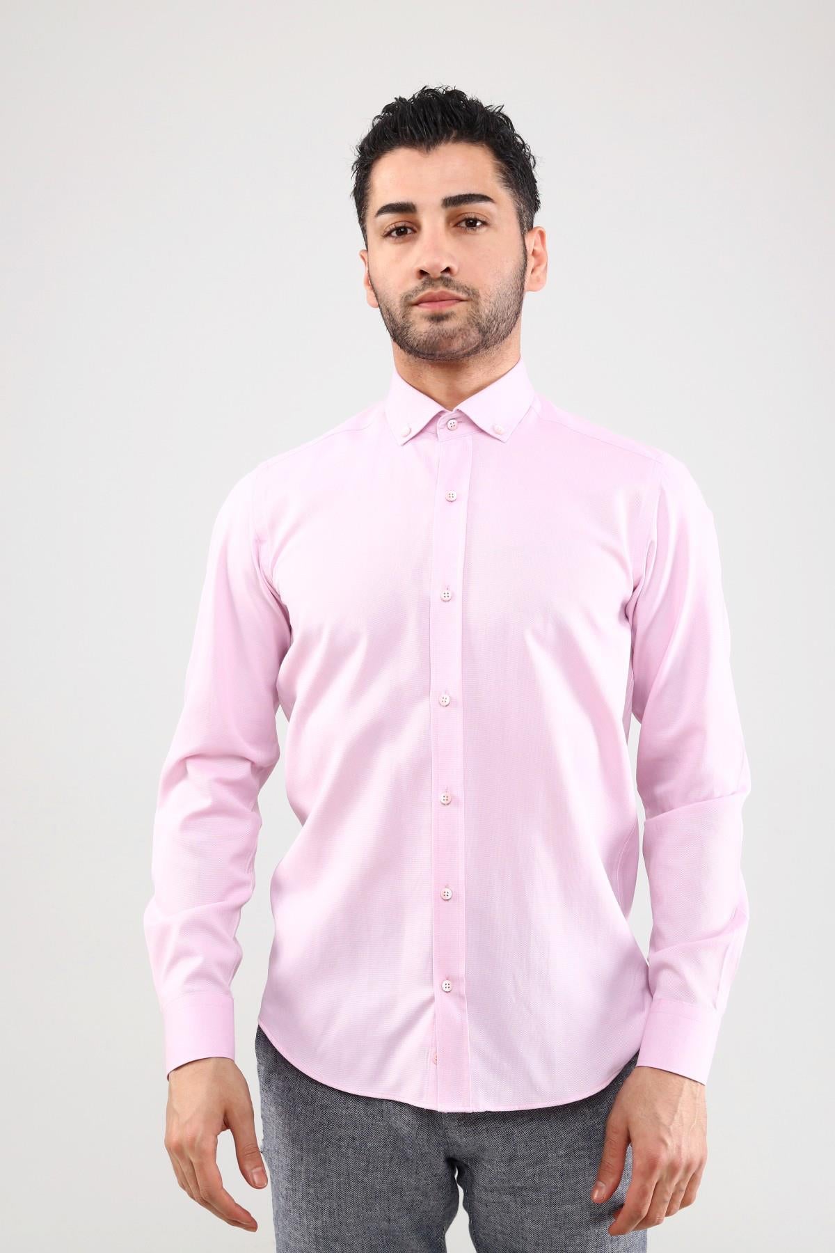 Guild Oxford 7001 Slim Fit Pembe Gömlek