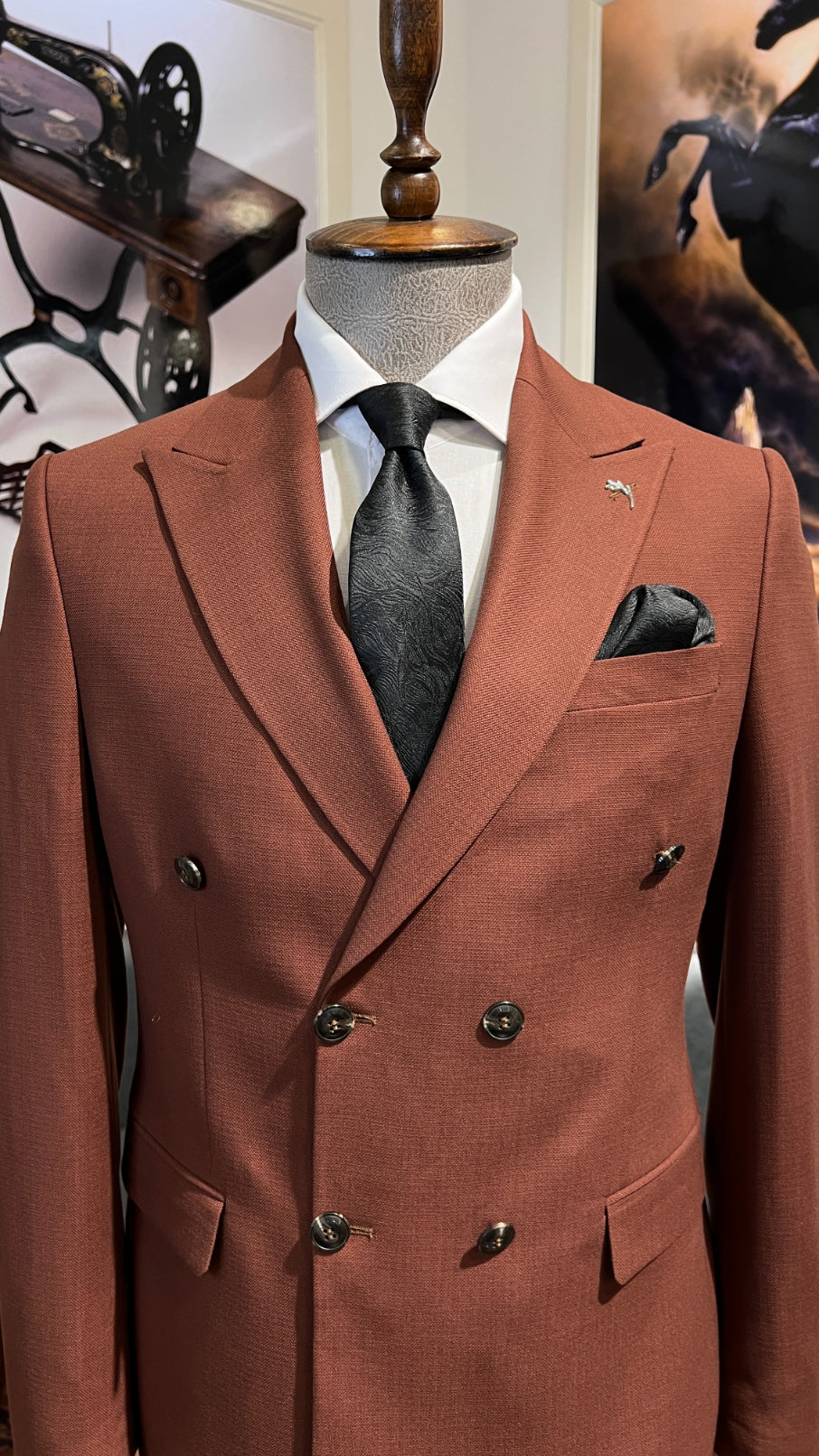 Guild Slim Fit Rubik Tan Double Breasted Suit