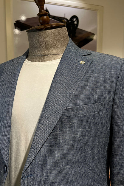 Guild Slim Fit Amalfi Linen Navy Blue Jacket