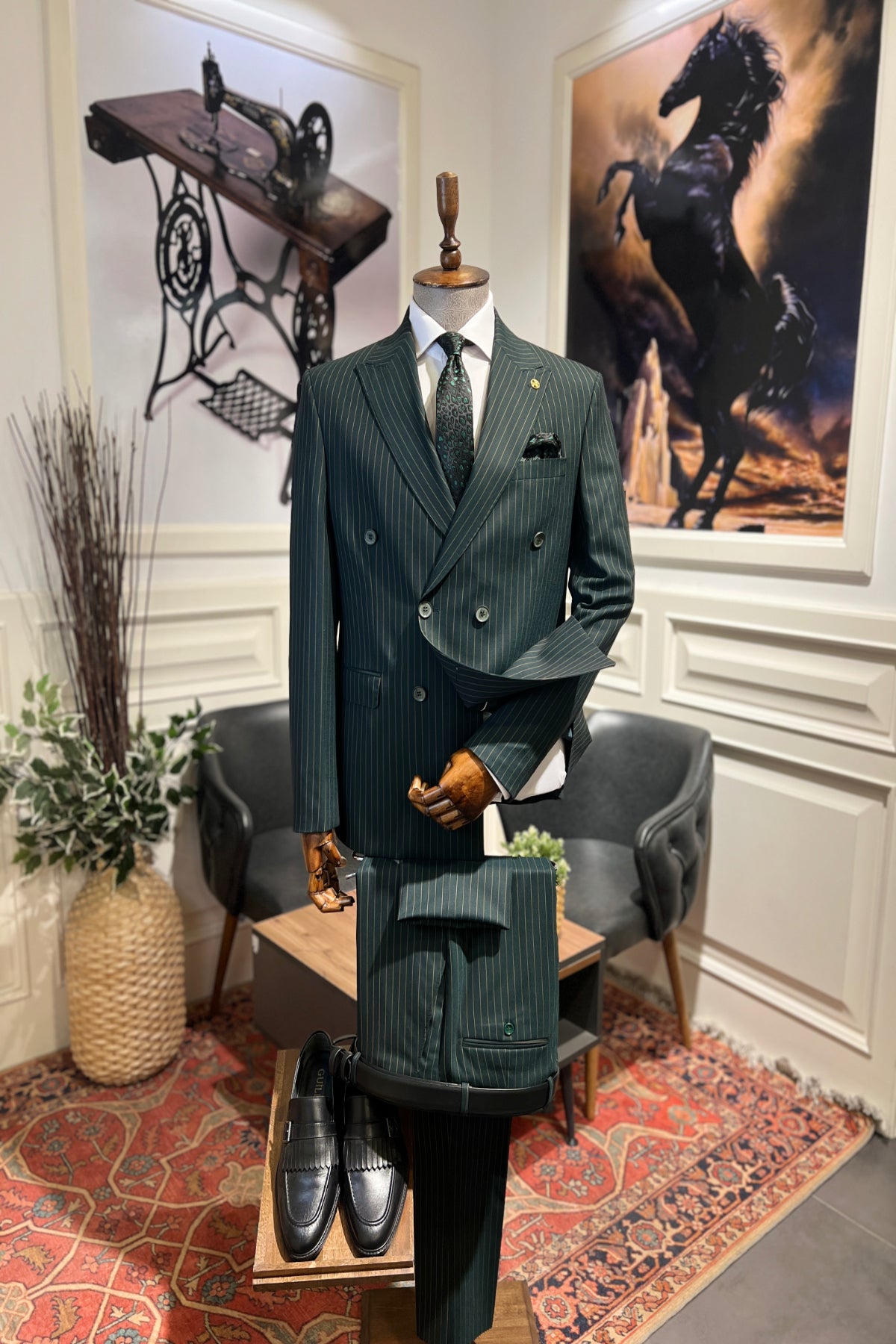 Guild Zilina Slim Fit Green Double Breasted Suit