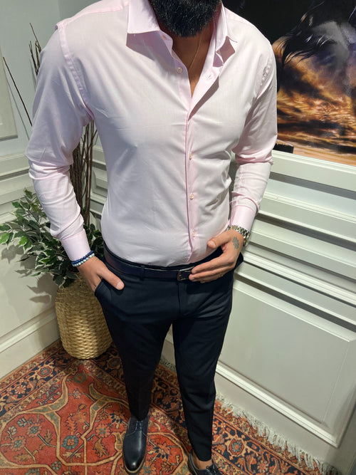 Guild Slim Fit Satin Pink Shirt