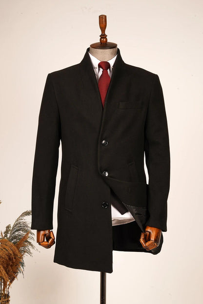 Guild Varna Super Slim Shawl Collar Black Wool Coat