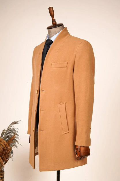 Guild Varna Super Slim Shawl Collar Beige Wool Coat