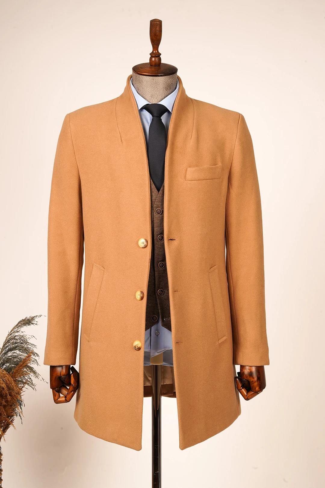 Guild Varna Super Slim Shawl Collar Beige Wool Coat